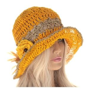 Jackyco Fashion | New Couture Bohemian Hat Handmade | Color: Earth Tone Mustard